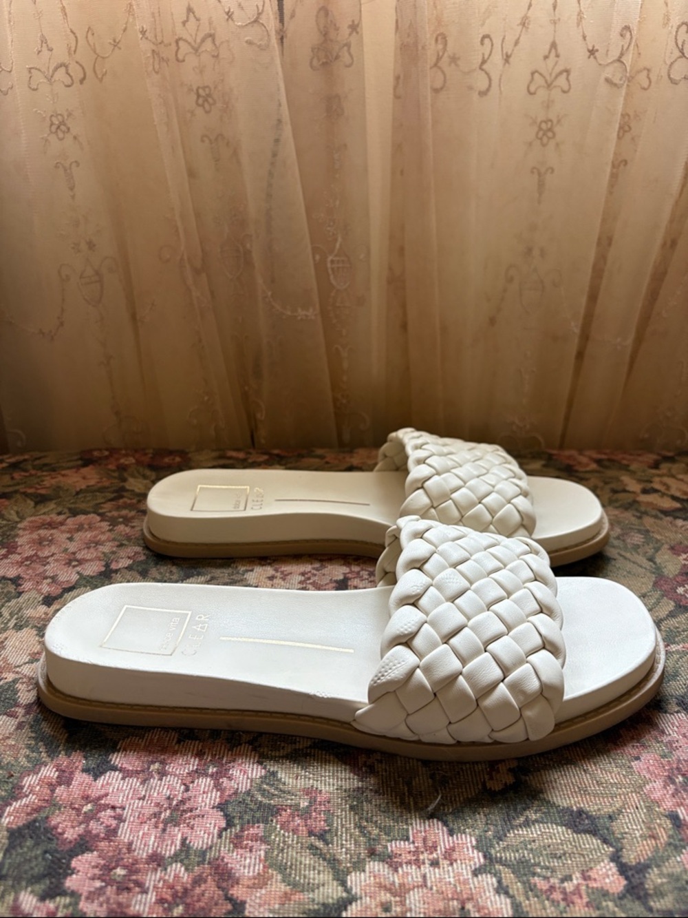 Dolce Vita White Braided Slide Sandals